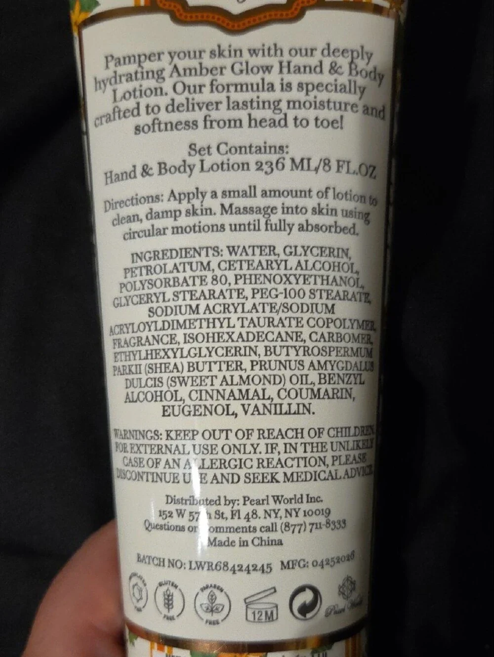 Amber Glow Vanilla Spice Moisturizing Hand & Body Lotion